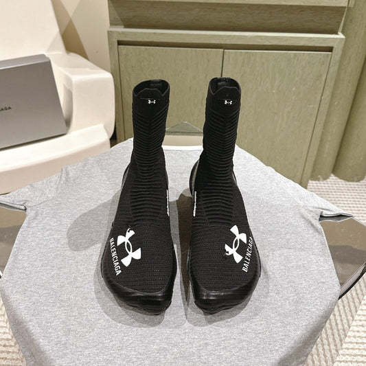 BALENCIAGA 25S HIGH-TOP SNEAKERS IN BLACK COTTON BLEND - 35