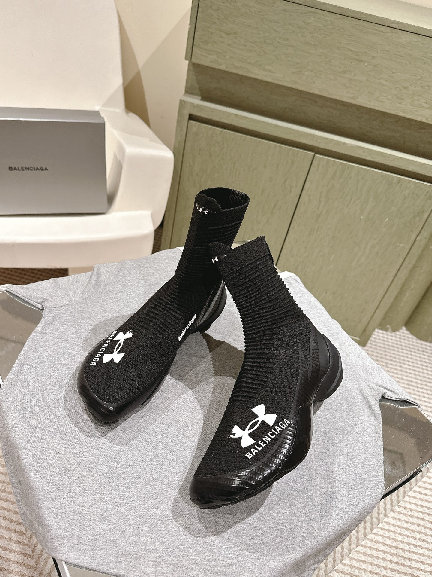 BALENCIAGA 25S HIGH-TOP SNEAKERS IN BLACK COTTON BLEND - 35