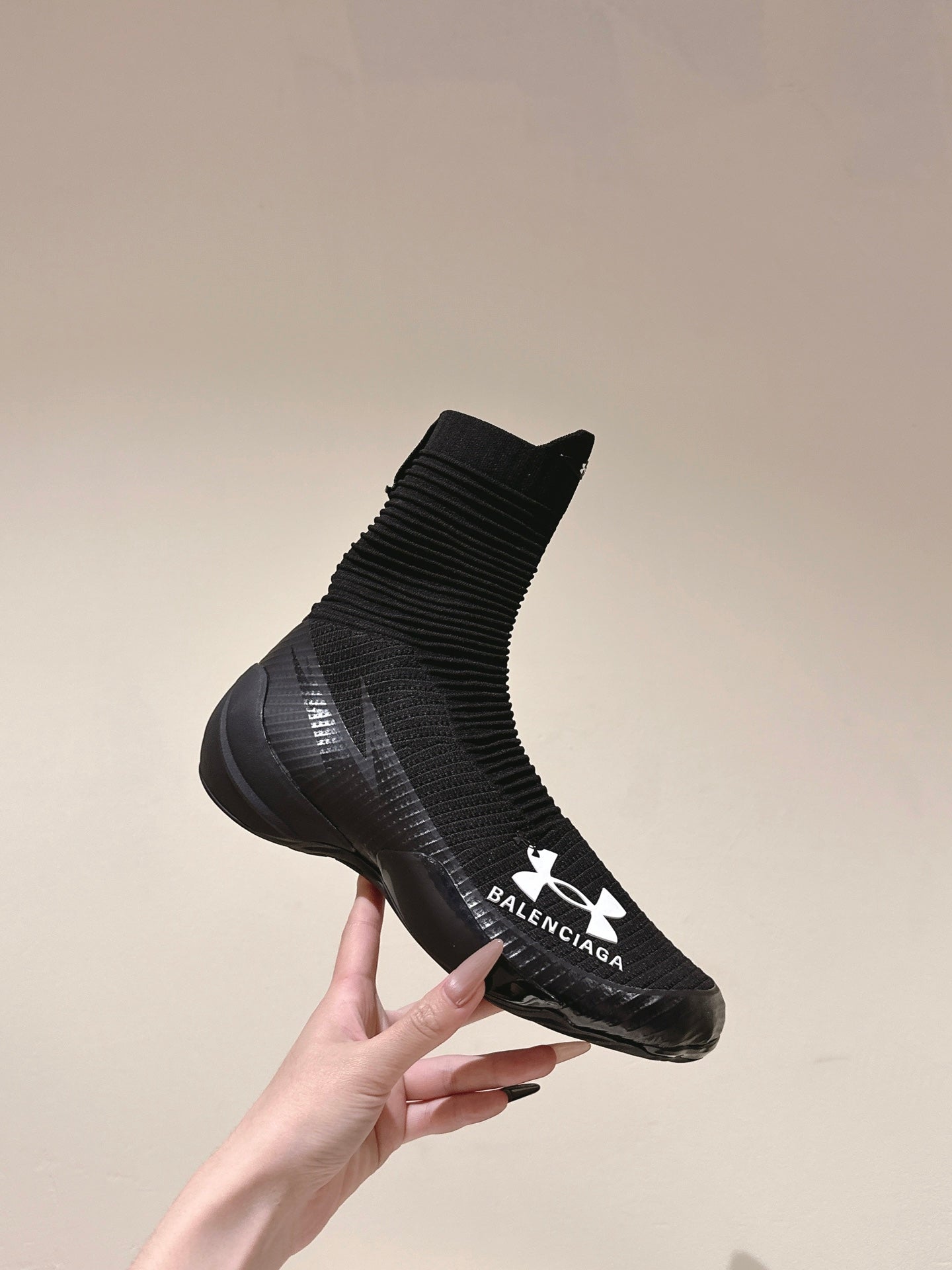 BALENCIAGA 25S HIGH-TOP SNEAKERS IN BLACK COTTON BLEND - 35