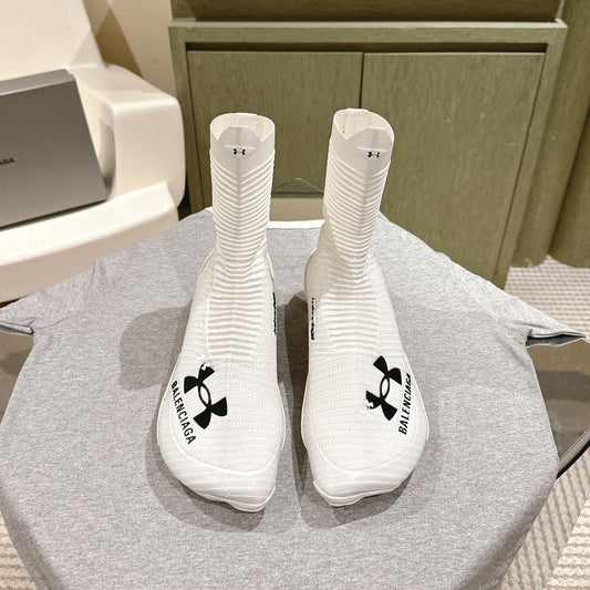 BALENCIAGA 25S HIGH-TOP SNEAKERS IN WHITE COTTON BLEND - 35