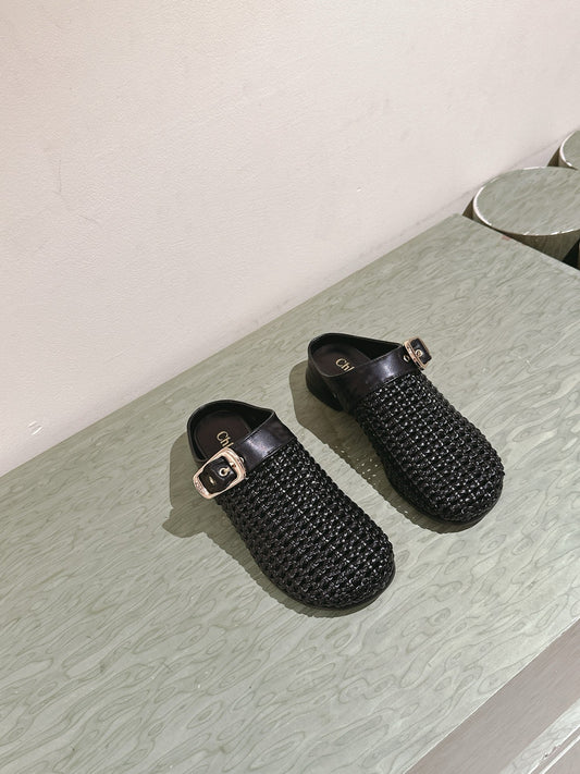 Мюлі CHLOÉ 26S плетеного дизайну з чорної телячої шкіри