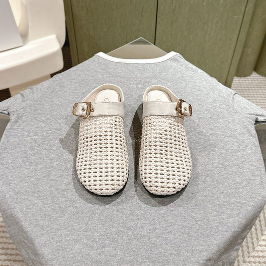МЮЛІ CHLOÉ 26S З ПЛЕТЕНОЇ СВІТЛО-БЕЖЕВОЇ ТЕЛЯЧОЇ ШКІРИ