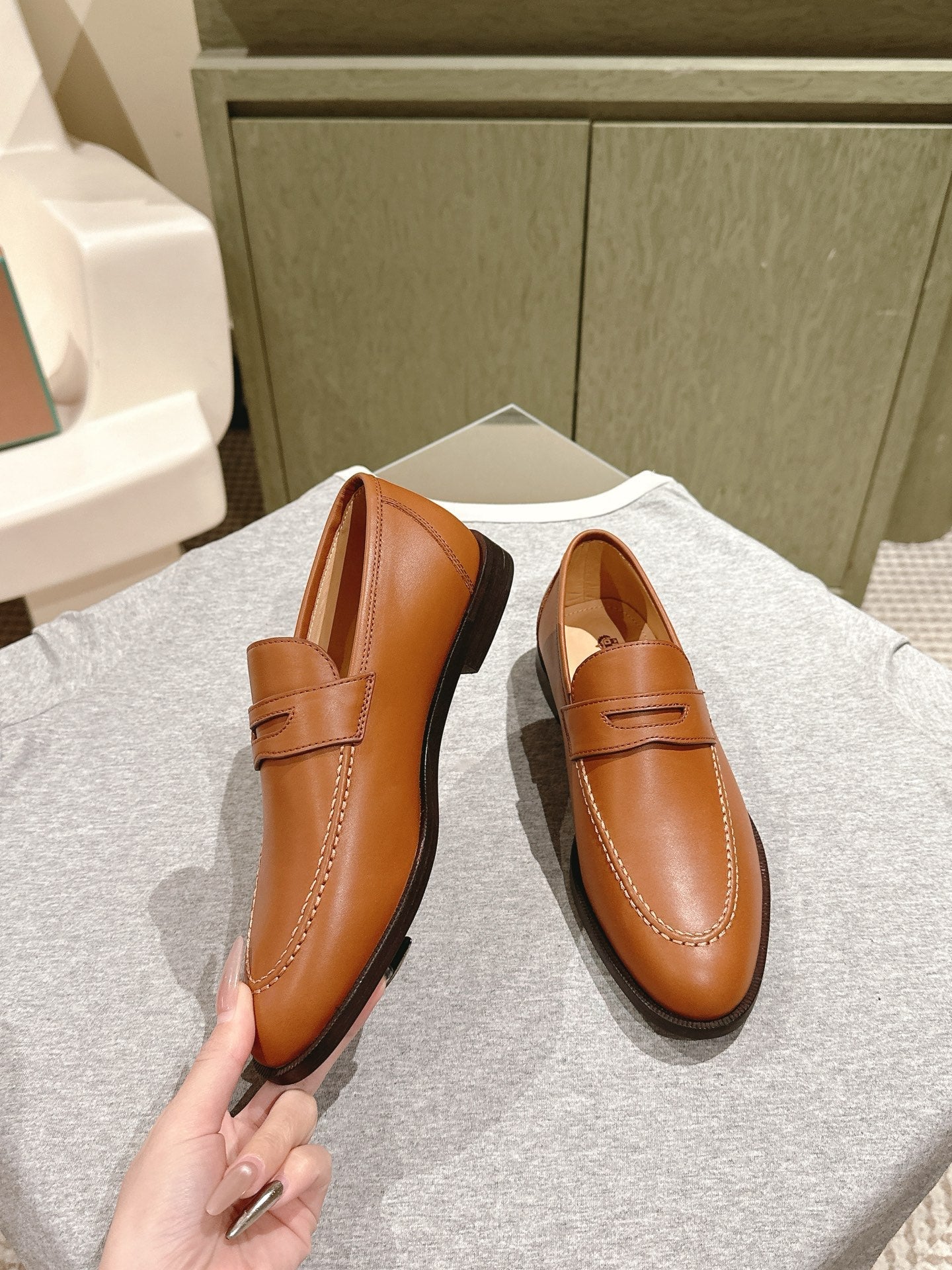 LP LOAFERS 25S IN BURNT ORANGE LAMBSKIN - 34
