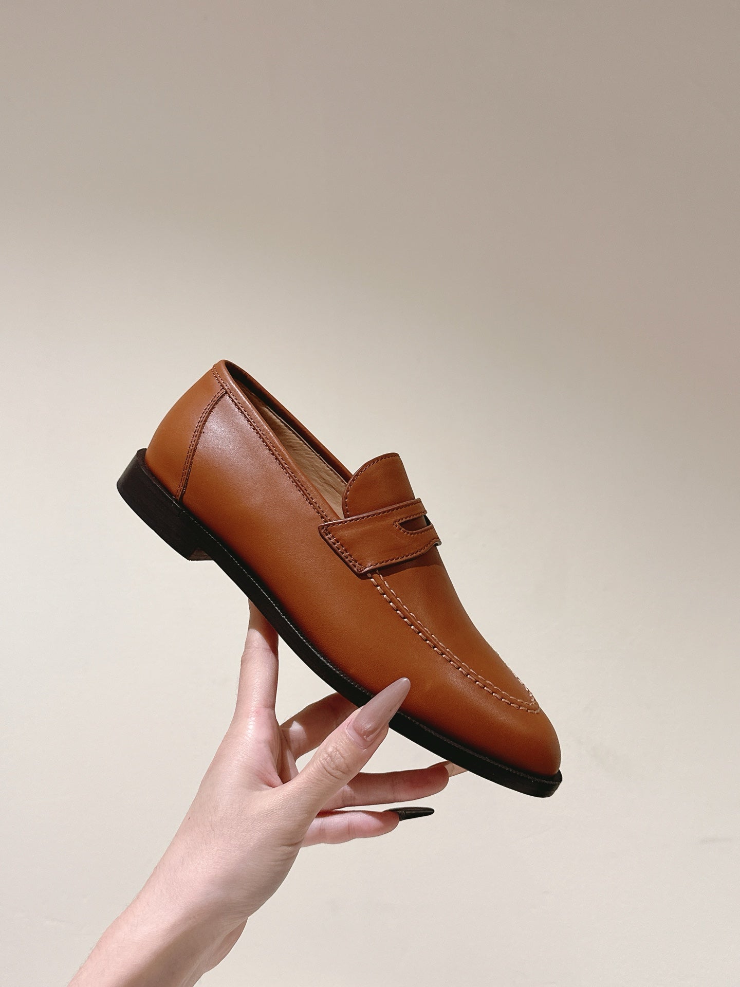 LP LOAFERS 25S IN BURNT ORANGE LAMBSKIN - 34