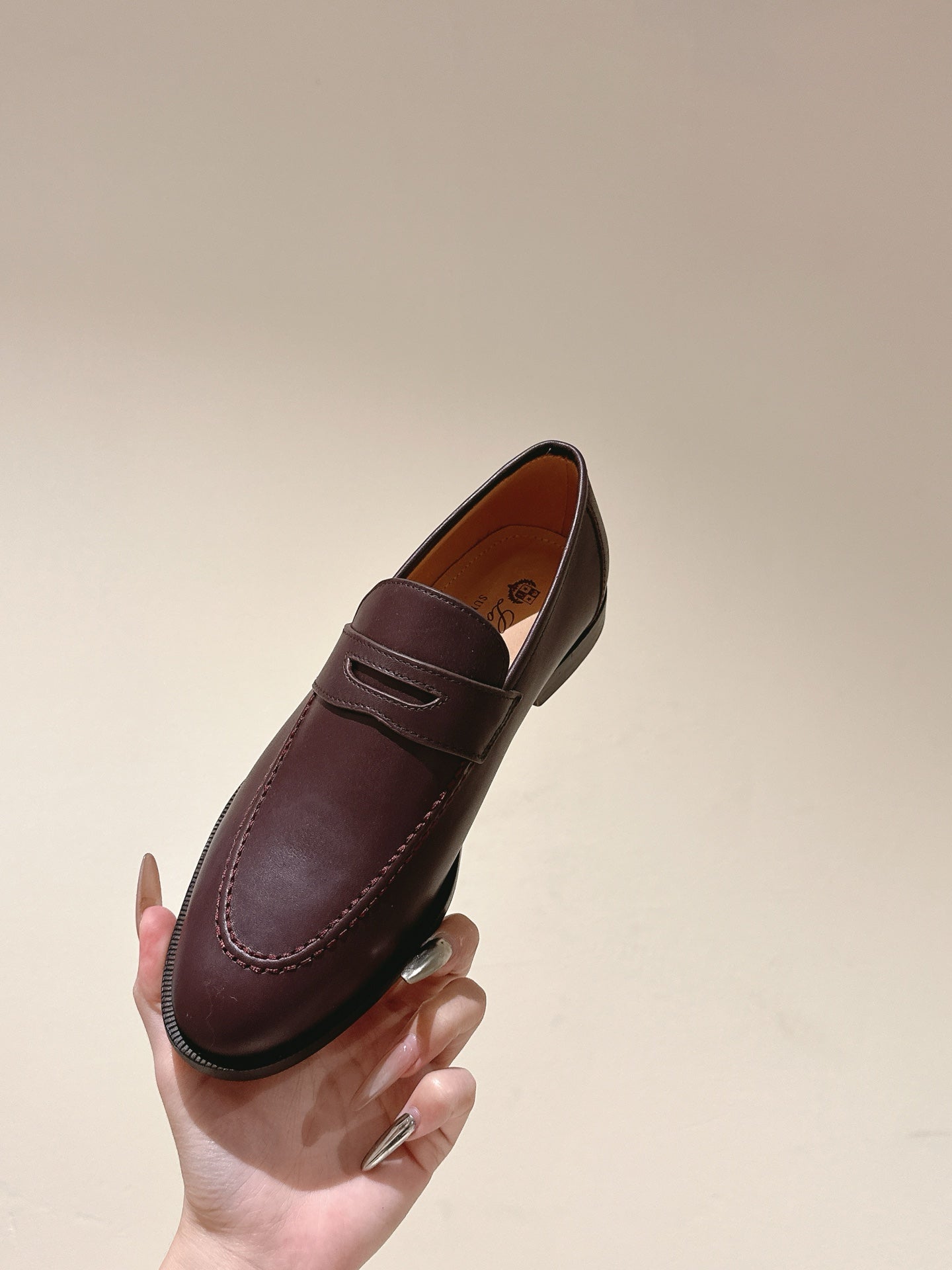 LP LOAFERS 25S IN BURGUNDY BROWN LAMBSKIN - 34