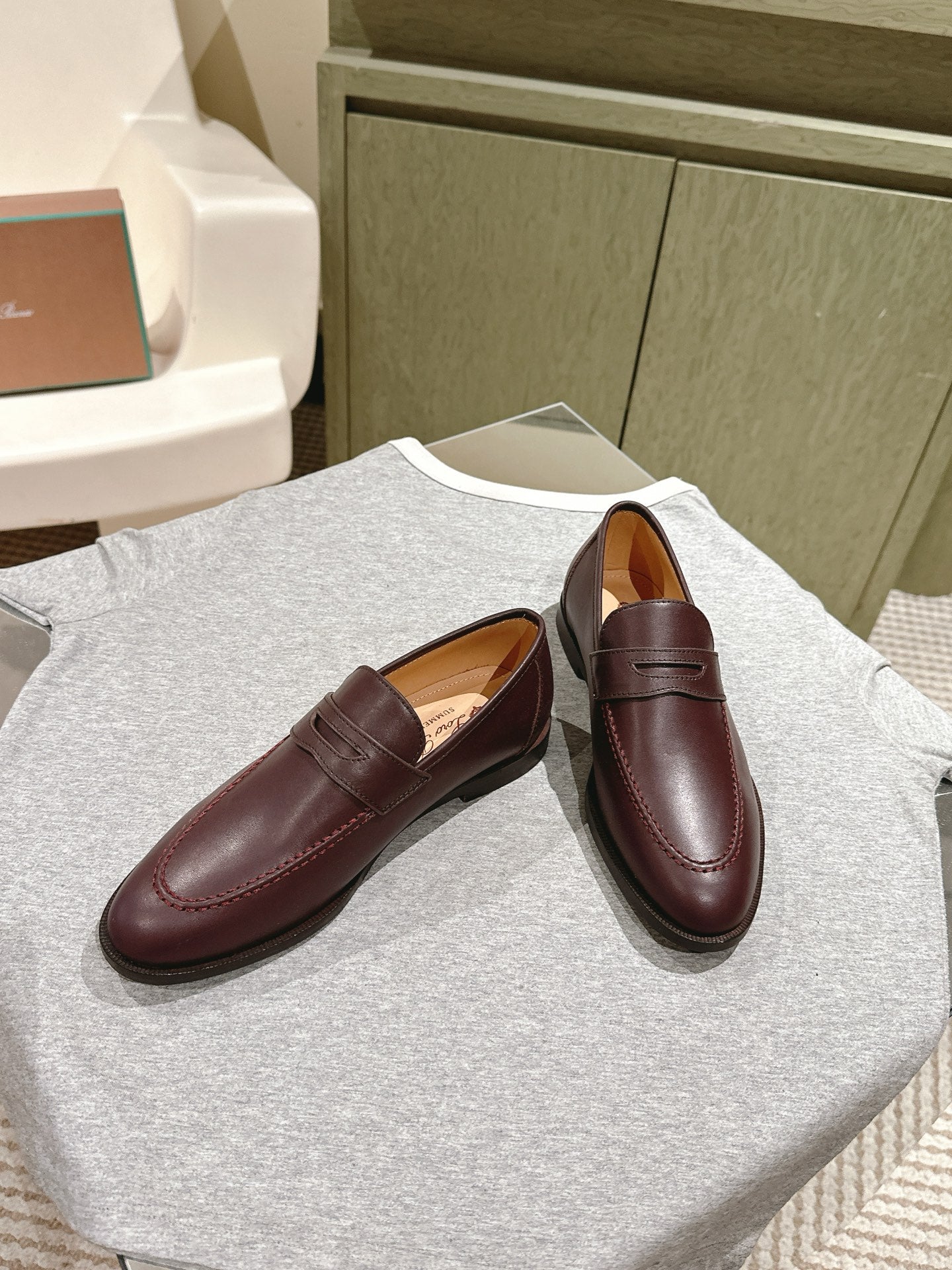 LP LOAFERS 25S IN BURGUNDY BROWN LAMBSKIN - 34