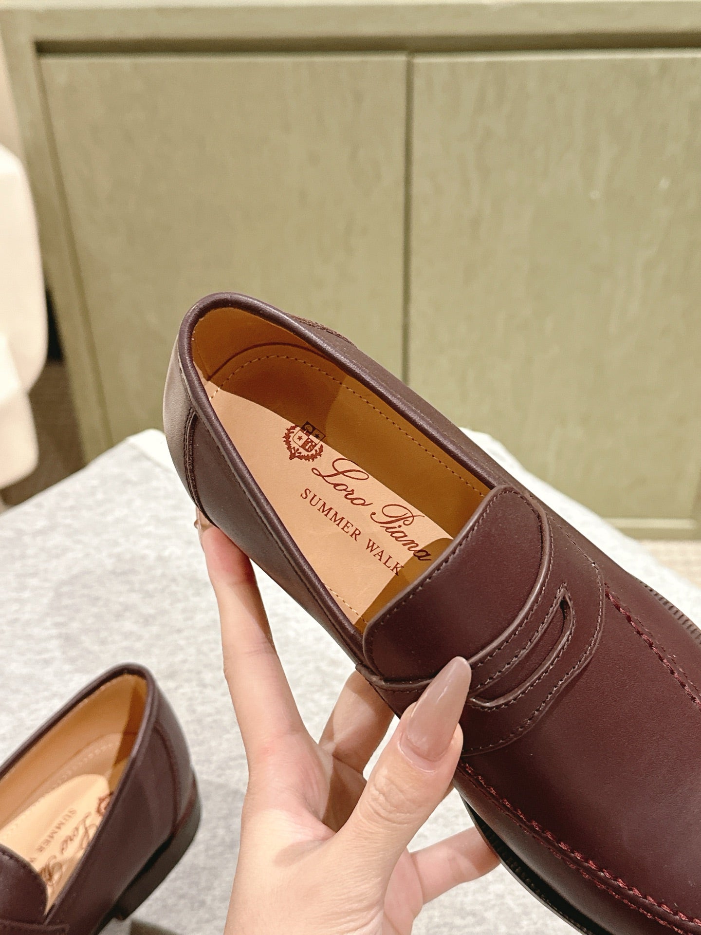 LP LOAFERS 25S IN BURGUNDY BROWN LAMBSKIN - 34