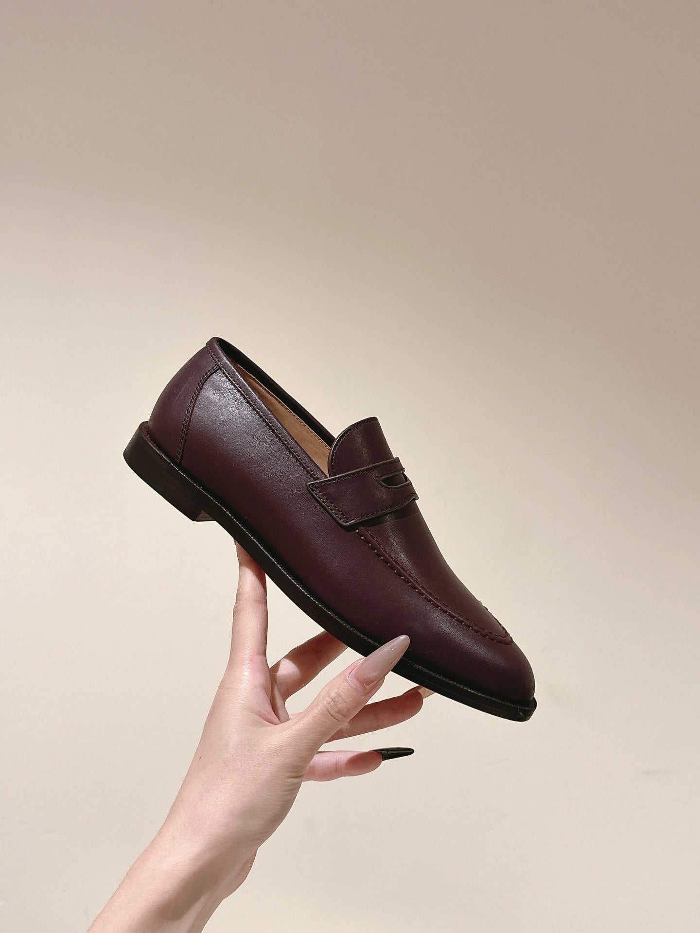 LP LOAFERS 25S IN BURGUNDY BROWN LAMBSKIN - 34