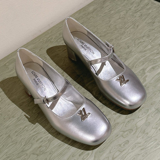 SWING HIGH MARY JANE 55 MM IN SILVER PATENT CALFSKIN - 35
