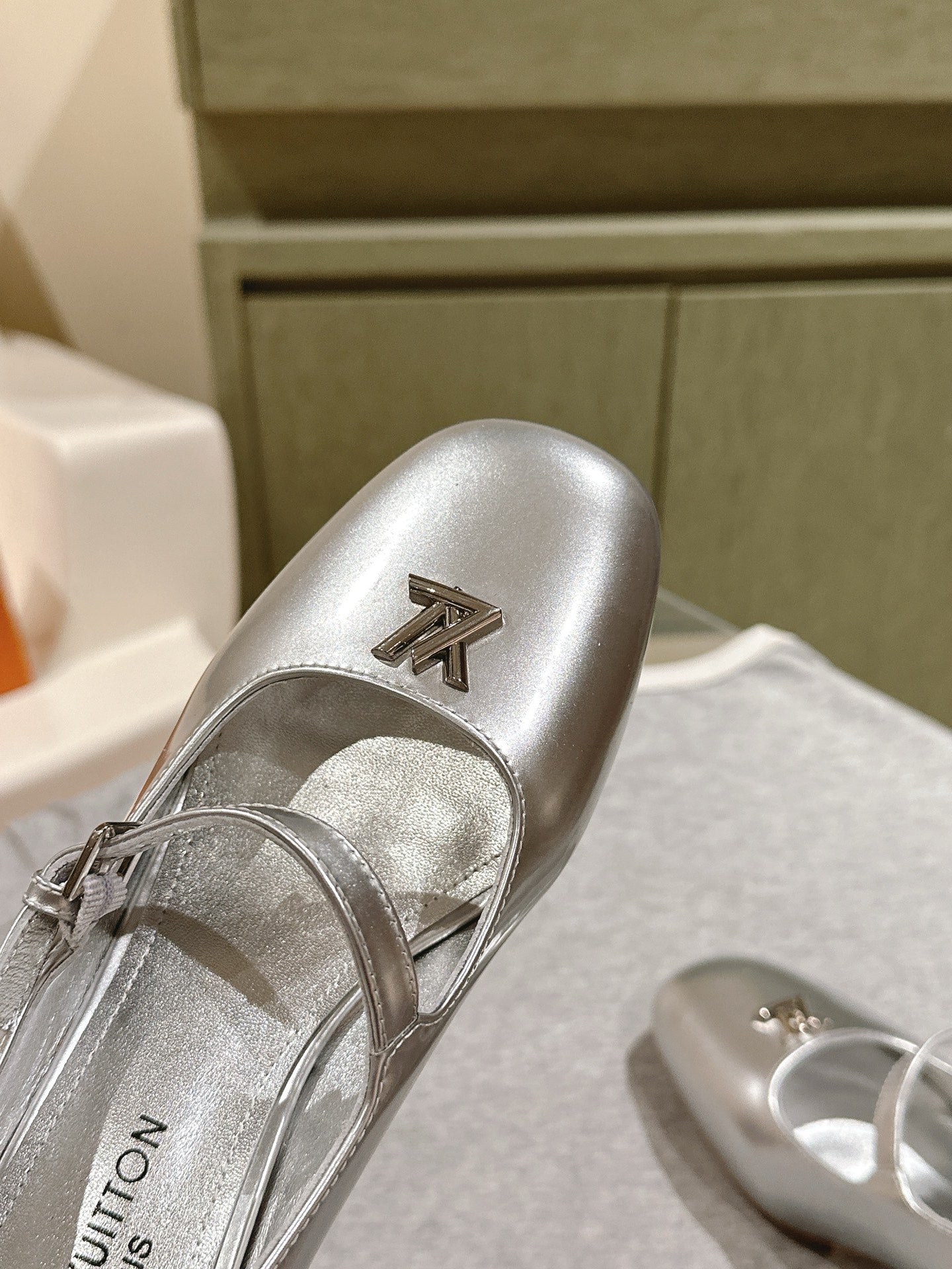 SWING HIGH MARY JANE 55 MM IN SILVER PATENT CALFSKIN - 35