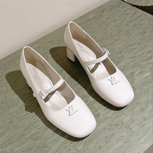 SWING HIGH MARY JANE 55 MM IN WHITE PATENT CALFSKIN - 35