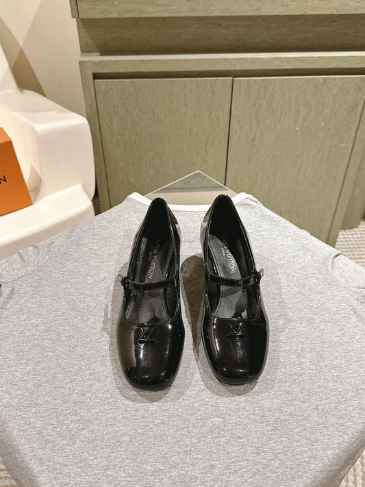 SWING HIGH MARY JANE 55 MM IN BLACK PATENT CALFSKIN - 35