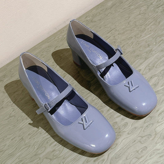 SWING HIGH MARY JANE 55 MM IN ICE BLUE PATENT CALFSKIN - 35