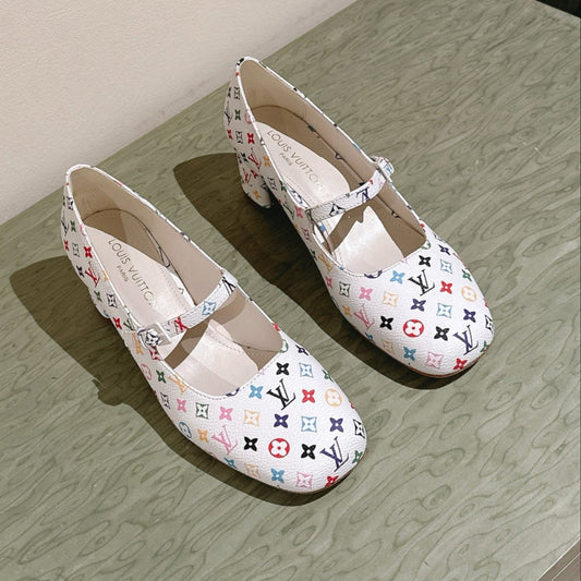SWING HIGH MARY JANE 55 MM IN WHITE MONOGRAM CALFSKIN - 35