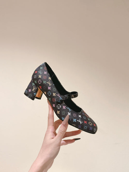 SWING HIGH MARY JANE 55 MM IN BLACK MONOGRAM CALFSKIN - 35
