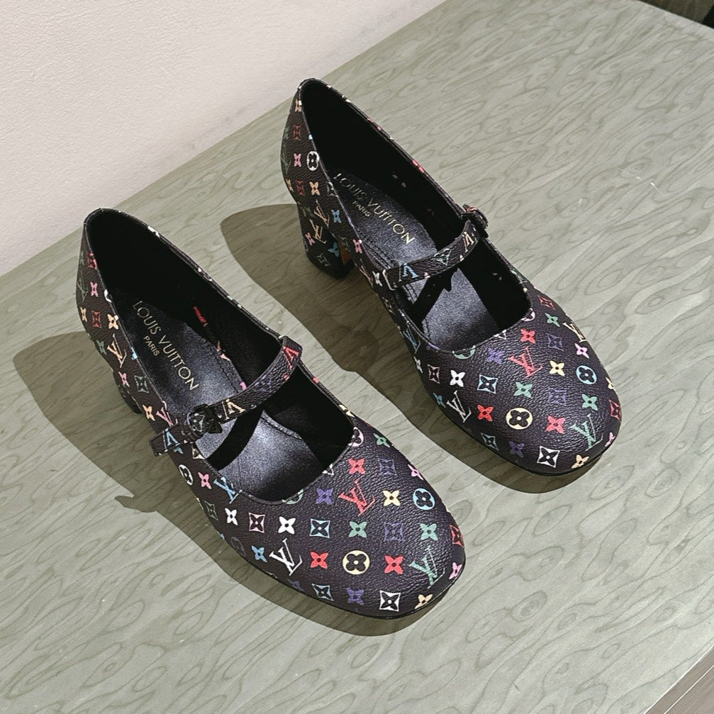 SWING HIGH MARY JANE 55 MM IN BLACK MONOGRAM CALFSKIN - 35