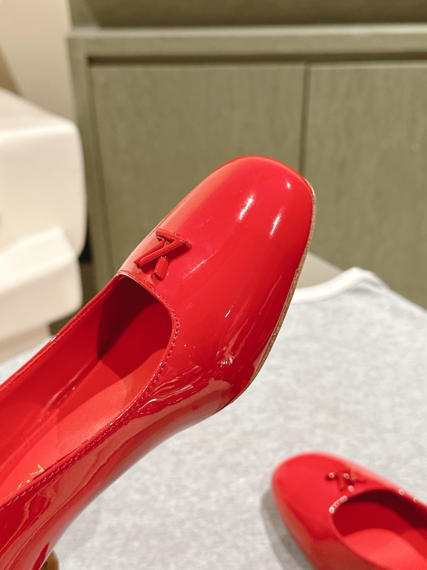 SWING HIGH PUMP 55 MM IN CRIMSON RED PATENT CALFSKIN - 35