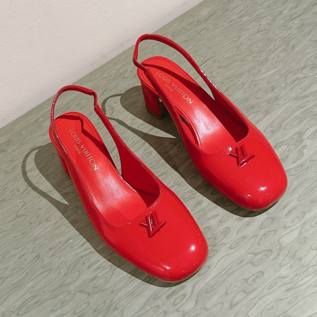 SWING SLINGBACK PUMP 55 MM IN CRIMSON RED CALFSKIN - 35