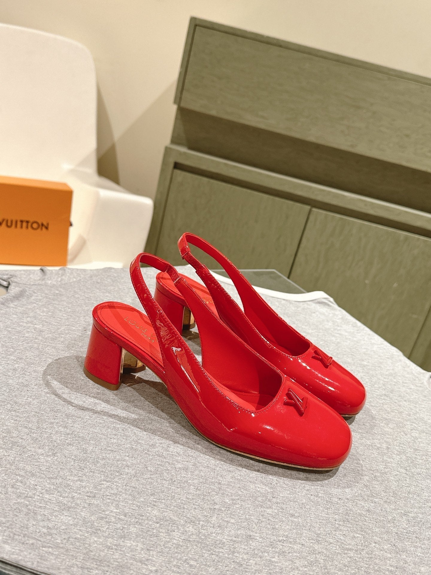 SWING SLINGBACK PUMP 55 MM IN CRIMSON RED CALFSKIN - 35