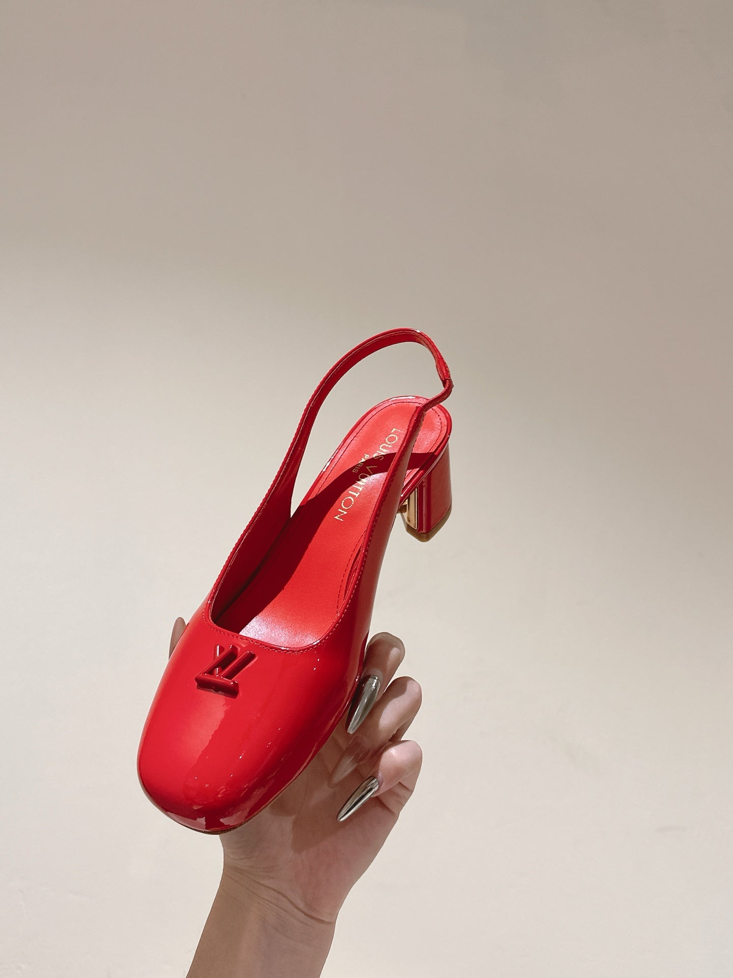 SWING SLINGBACK PUMP 55 MM IN CRIMSON RED CALFSKIN - 35