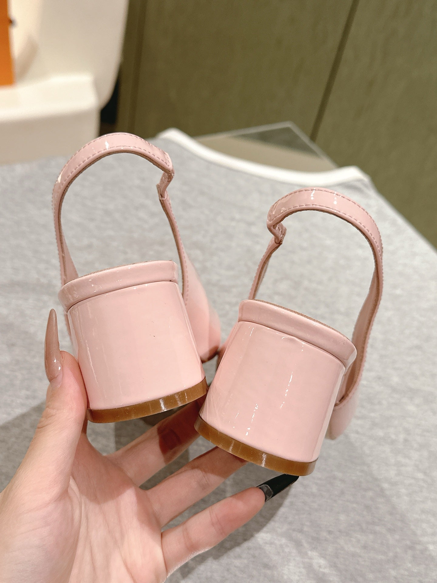 SWING SLINGBACK PUMP 55 MM IN PEACH PINK CALFSKIN - 35