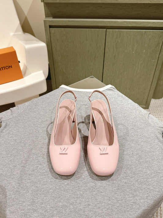 SWING SLINGBACK PUMP 55 MM IN PEACH PINK CALFSKIN - 35