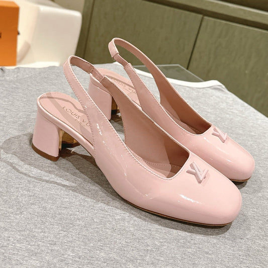 SWING SLINGBACK PUMP 55 MM IN PEACH PINK CALFSKIN - 35