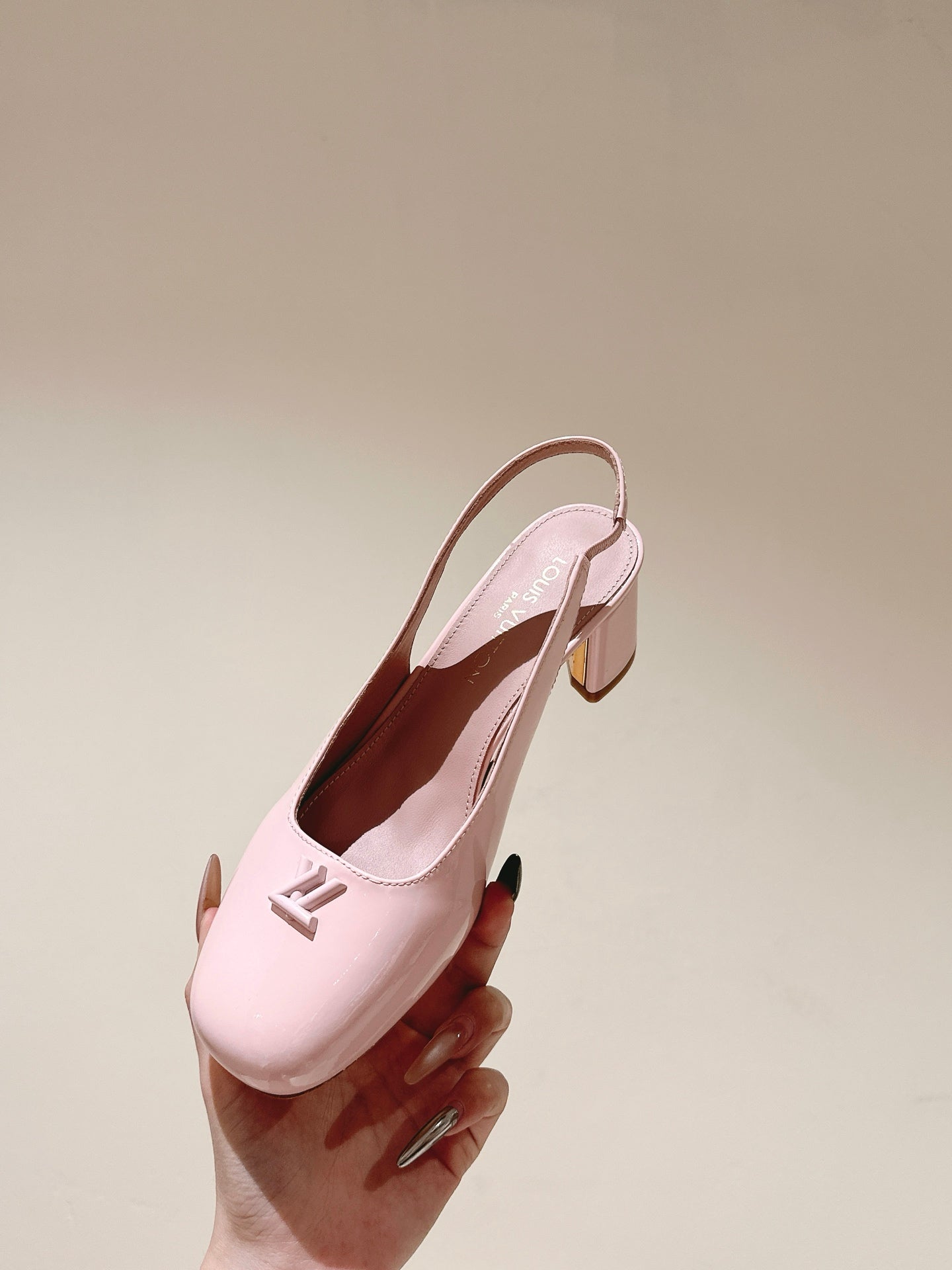 SWING SLINGBACK PUMP 55 MM IN PEACH PINK CALFSKIN - 35