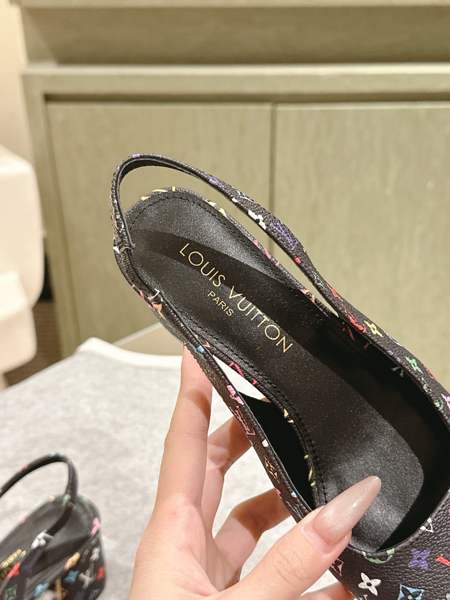 SWING SLINGBACK PUMP 55 MM IN BLACK MONOGRAM CALFSKIN - 35