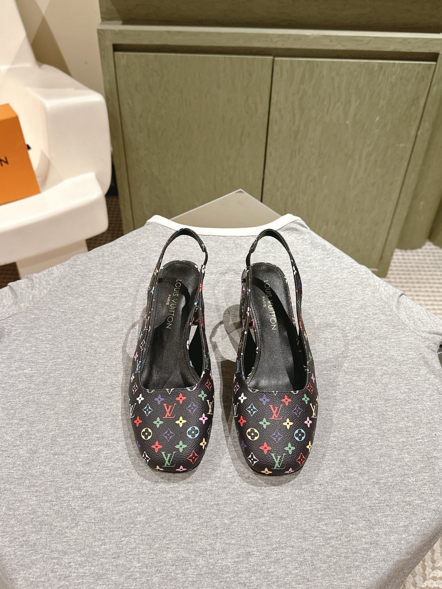 SWING SLINGBACK PUMP 55 MM IN BLACK MONOGRAM CALFSKIN - 35