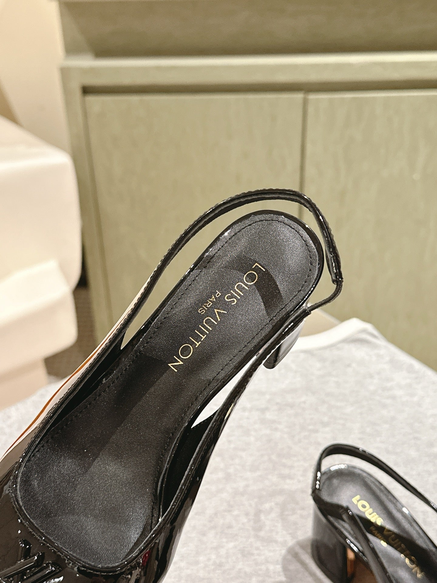 SWING SLINGBACK PUMP 55 MM IN BLACK PATENT CALFSKIN - 35