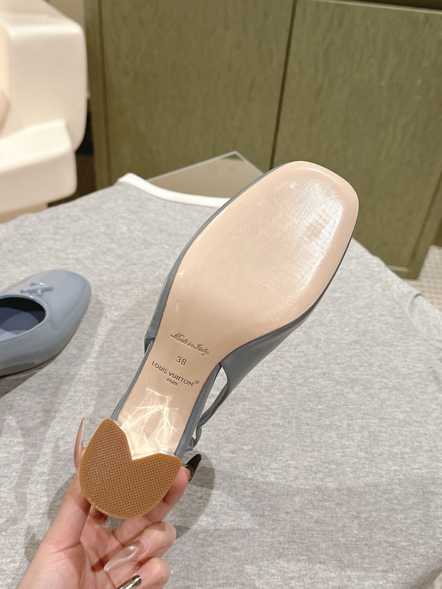 SWING SLINGBACK PUMP 55 MM IN ICE BLUE PATENT CALFSKIN - 35