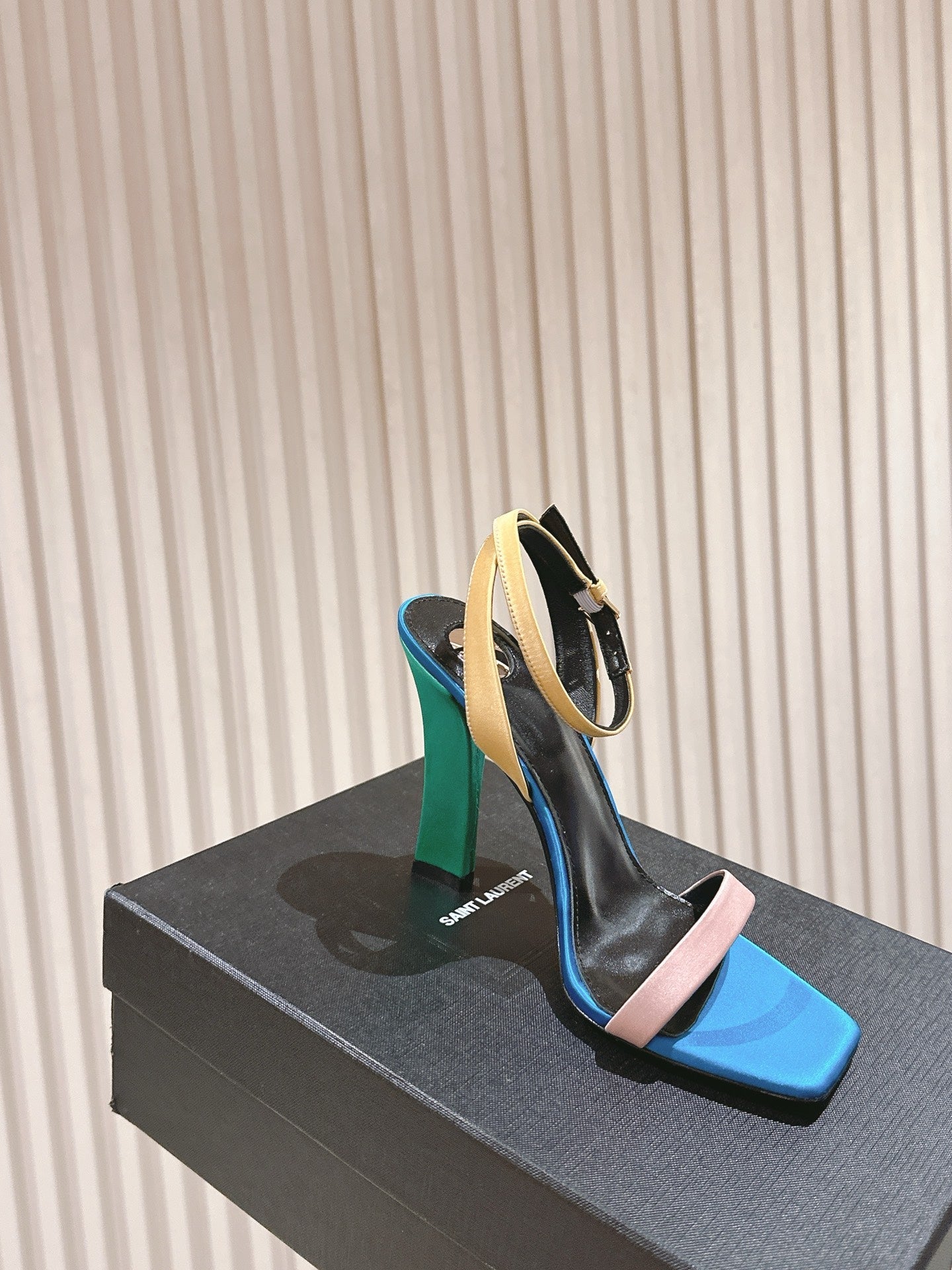 YSL 25S HIGH-HEEL SANDALS 100 MM IN MULTICOLOR SATIN STYLE 2 - 35