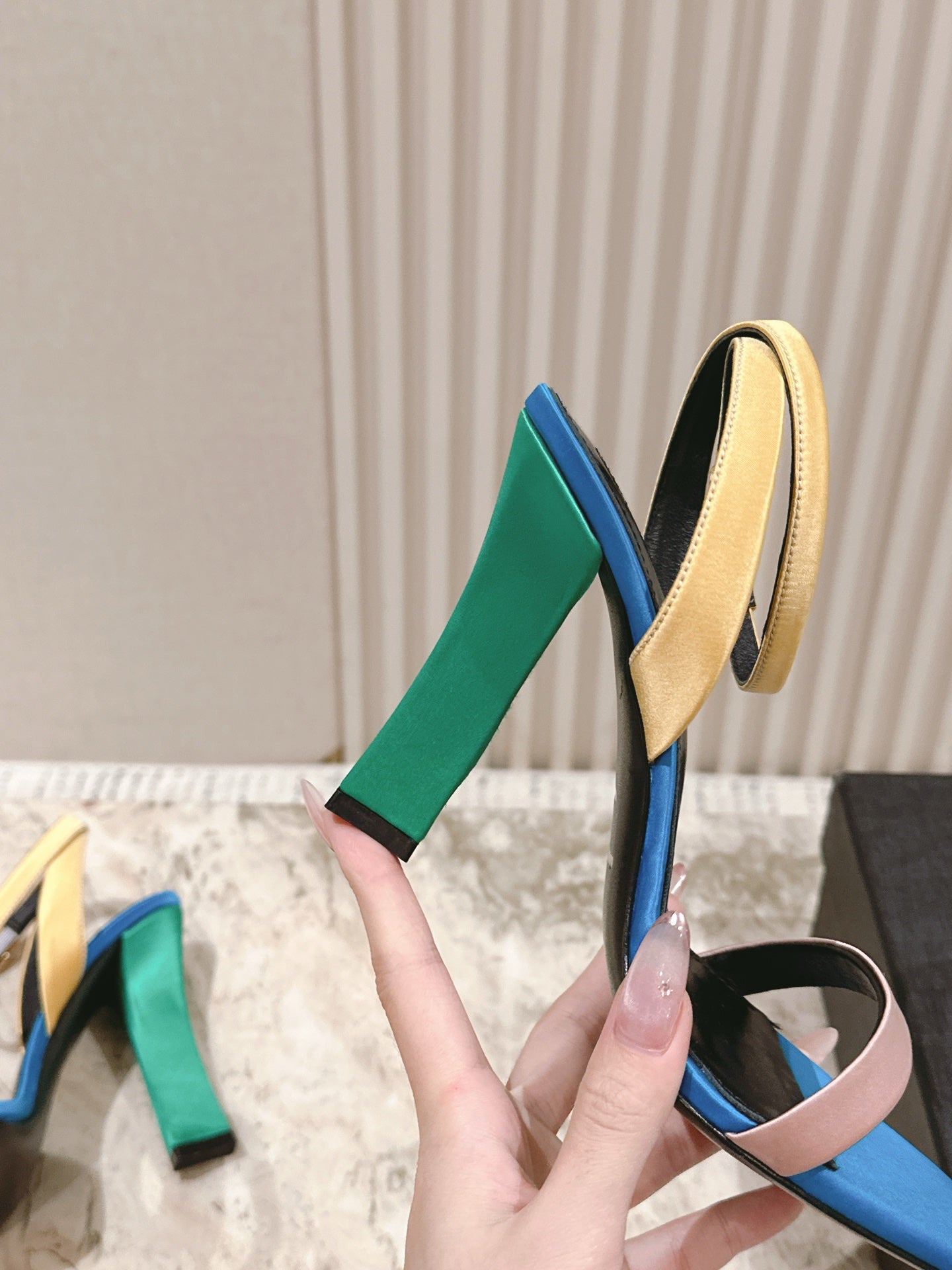 YSL 25S HIGH-HEEL SANDALS 100 MM IN MULTICOLOR SATIN STYLE 2 - 35