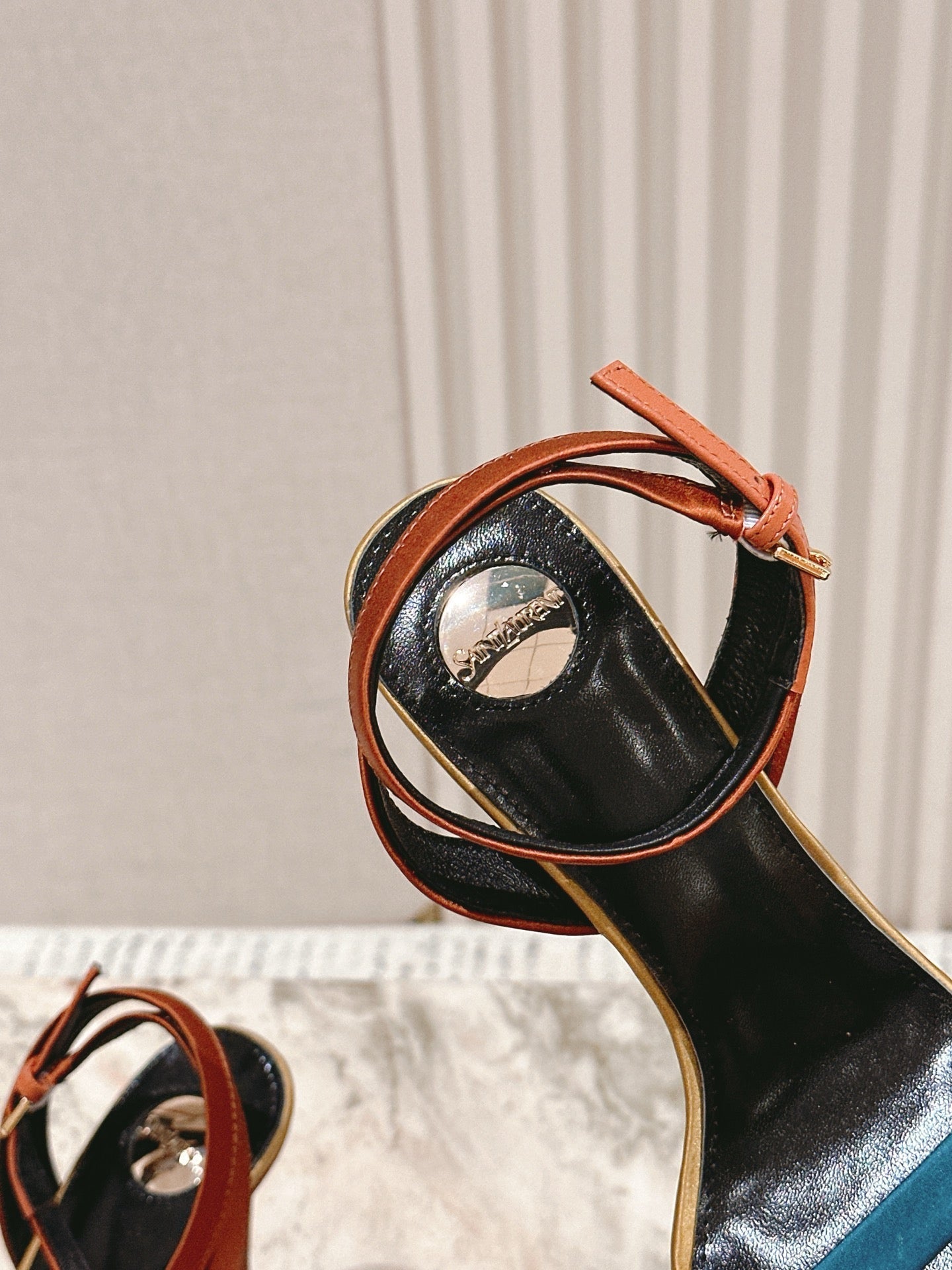 YSL 25S HIGH-HEEL SANDALS 100 MM IN MULTICOLOR SATIN STYLE 1 - 35