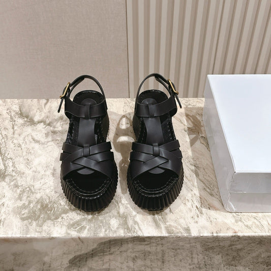 ЧОРНІ БОСОНІЖКИ CHLOÉ 26S НА ВИСОКИХ ПІДБОРАХ З ОВЕЧОЇ ШКІРИ