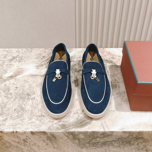 LP LOAFERS 25S IN STEEL BLUE SUEDE WITH SILVER HARDWARE - 35
