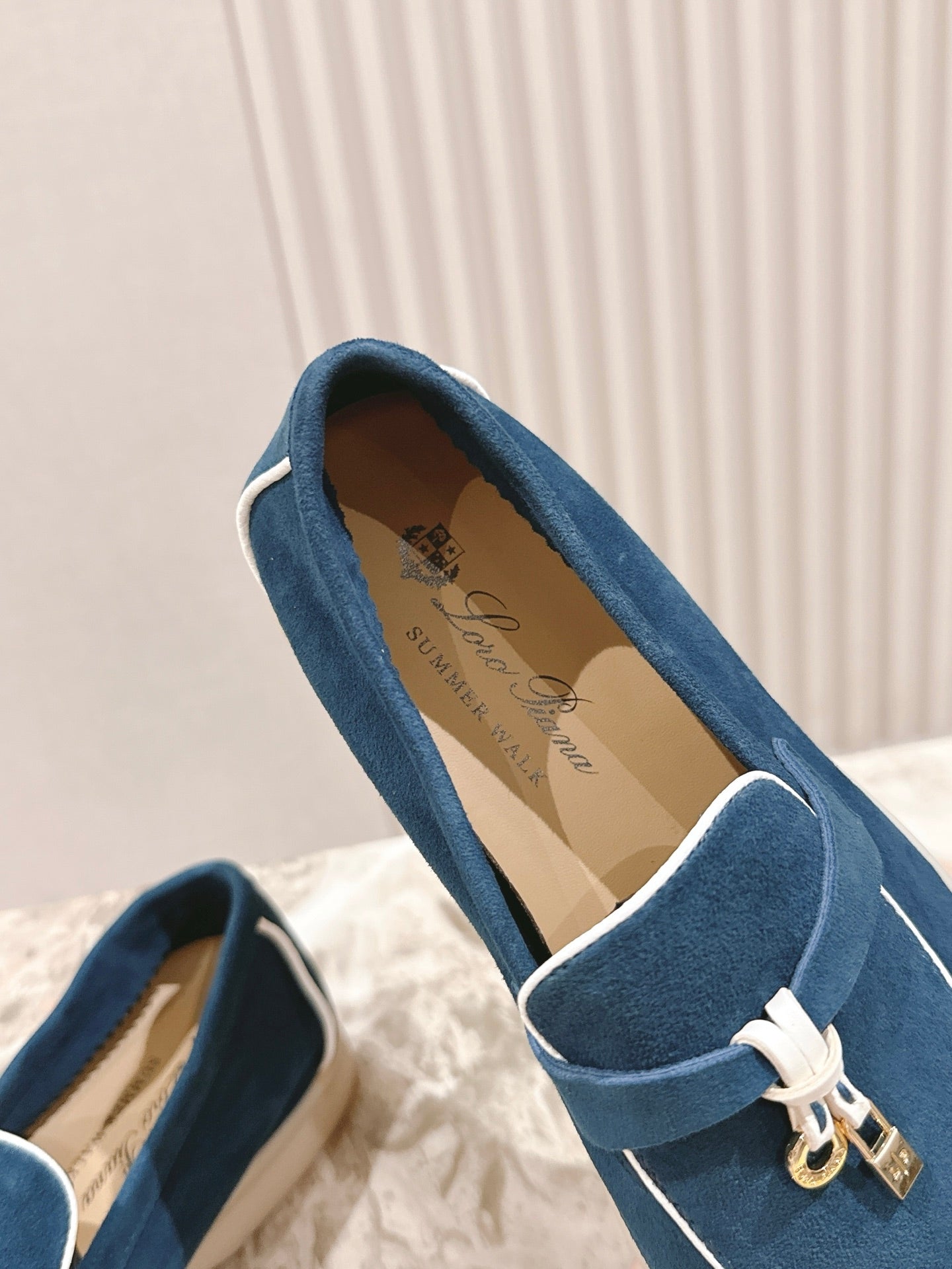 LP LOAFERS 25S IN STEEL BLUE SUEDE WITH SILVER HARDWARE - 35