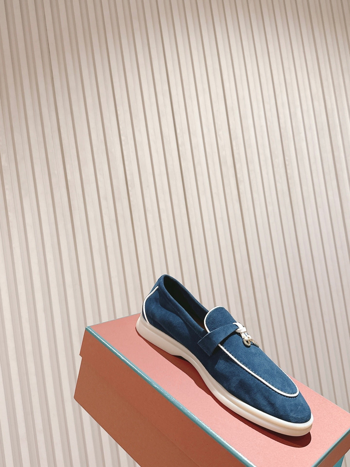 LP LOAFERS 25S IN STEEL BLUE SUEDE WITH SILVER HARDWARE - 35