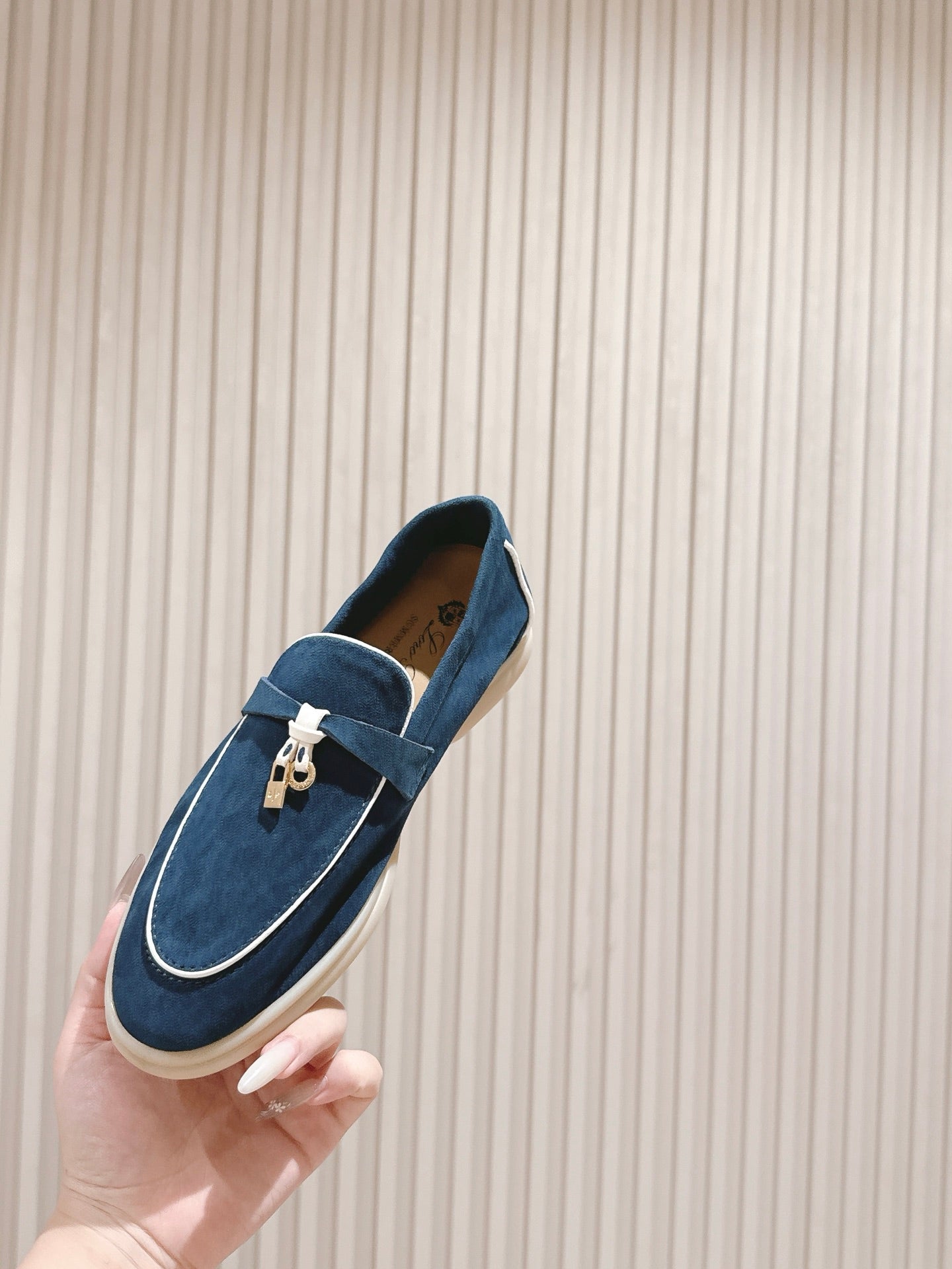 LP LOAFERS 25S IN STEEL BLUE SUEDE WITH SILVER HARDWARE - 35