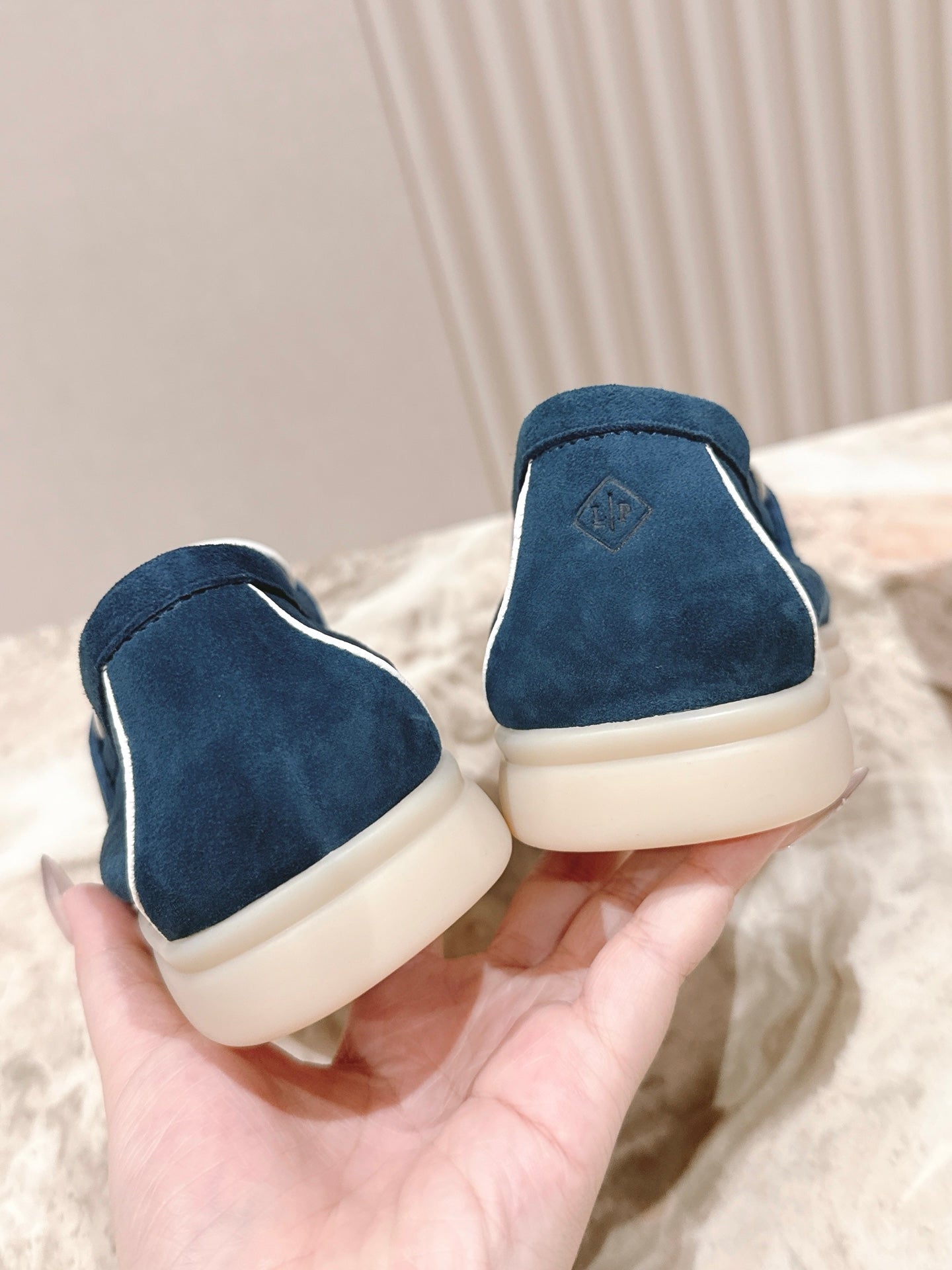 LP LOAFERS 25S IN STEEL BLUE SUEDE WITH SILVER HARDWARE - 35