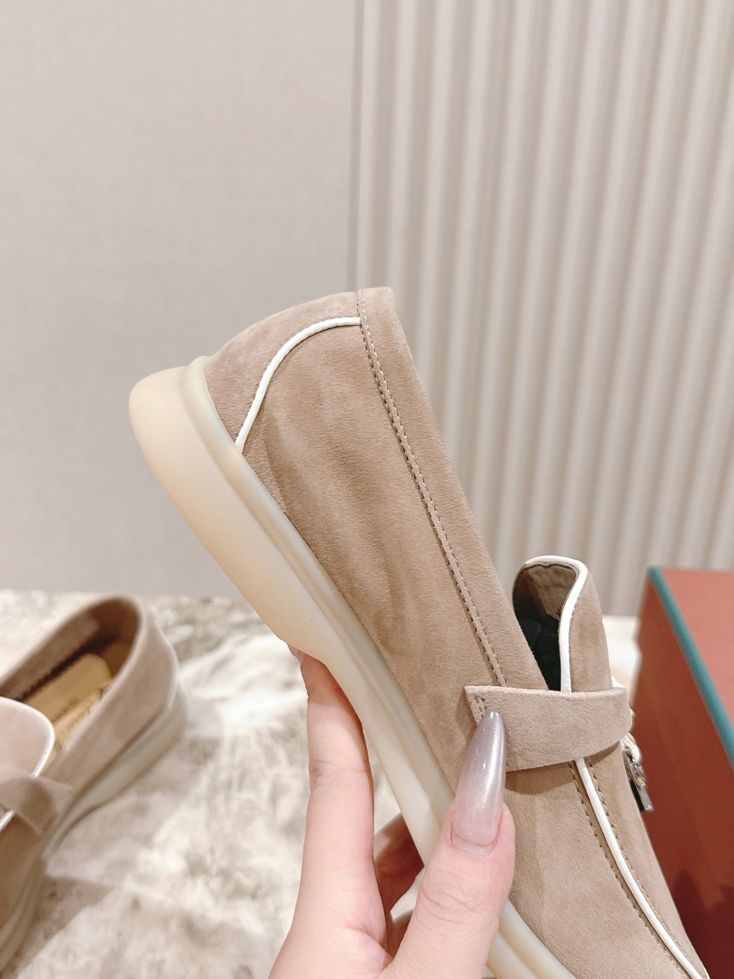 LP LOAFERS 25S IN DARK BEIGE SUEDE WITH SILVER HARDWARE - 35