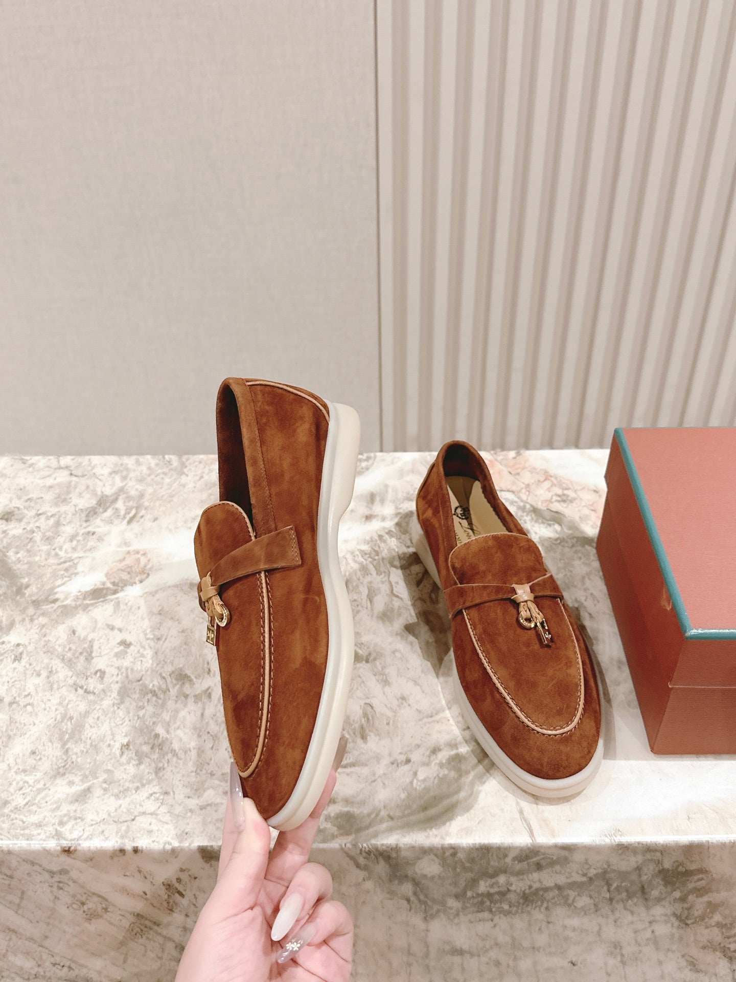 LP LOAFERS 25S IN BROWN SUEDE WITH SILVER HARDWARE - 35