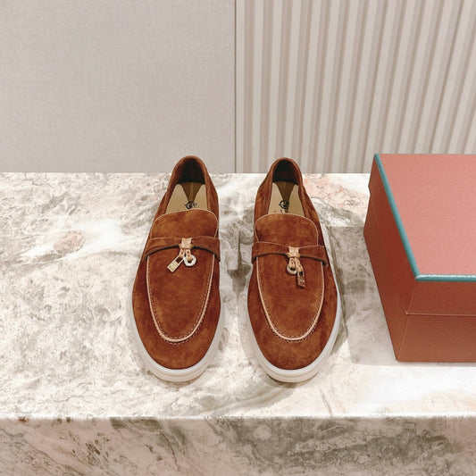 LP LOAFERS 25S IN BROWN SUEDE WITH SILVER HARDWARE - 35