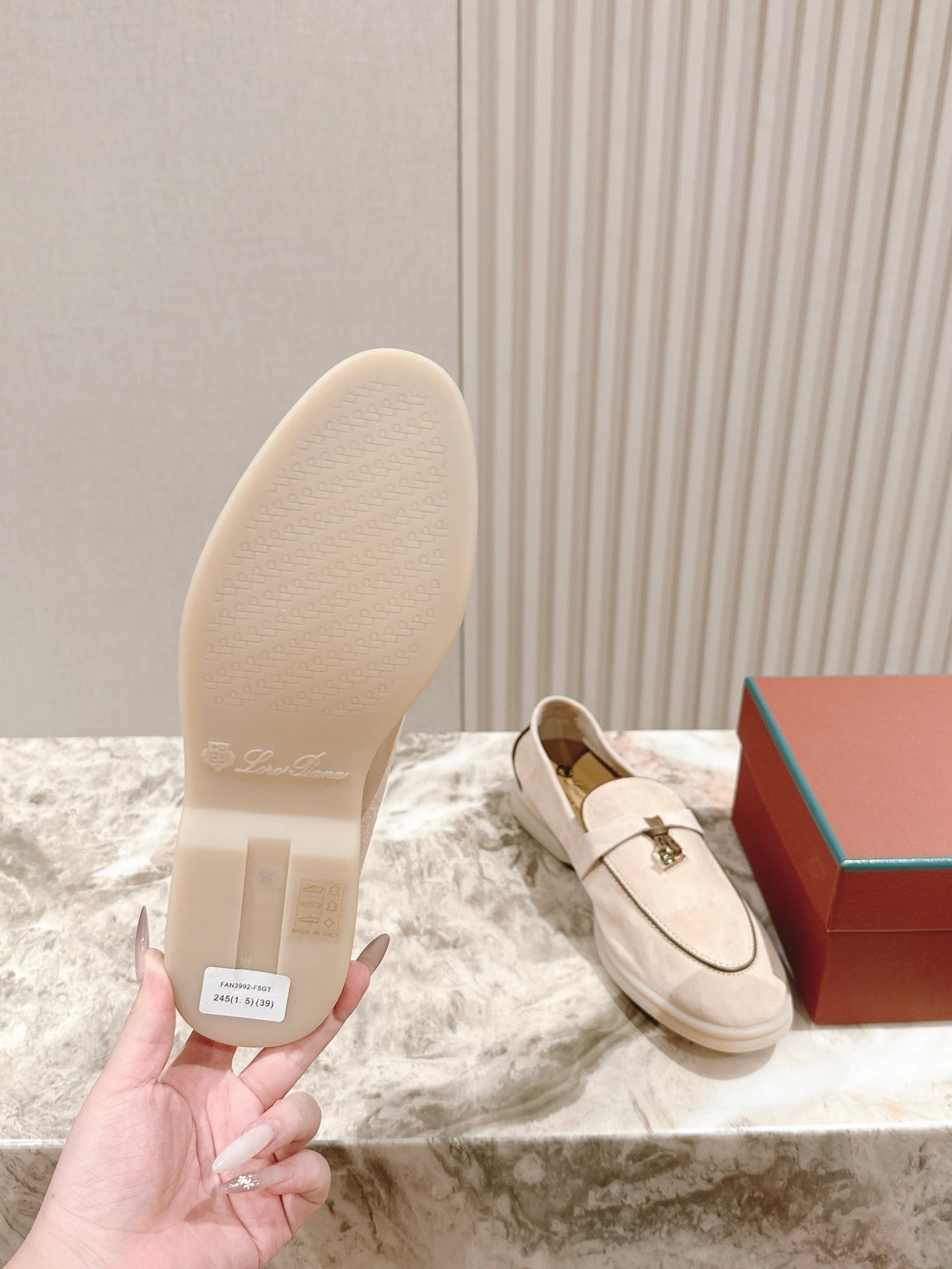 LP LOAFERS 25S IN CHAMPAGNE BEIGE SUEDE WITH SILVER HARDWARE - 35