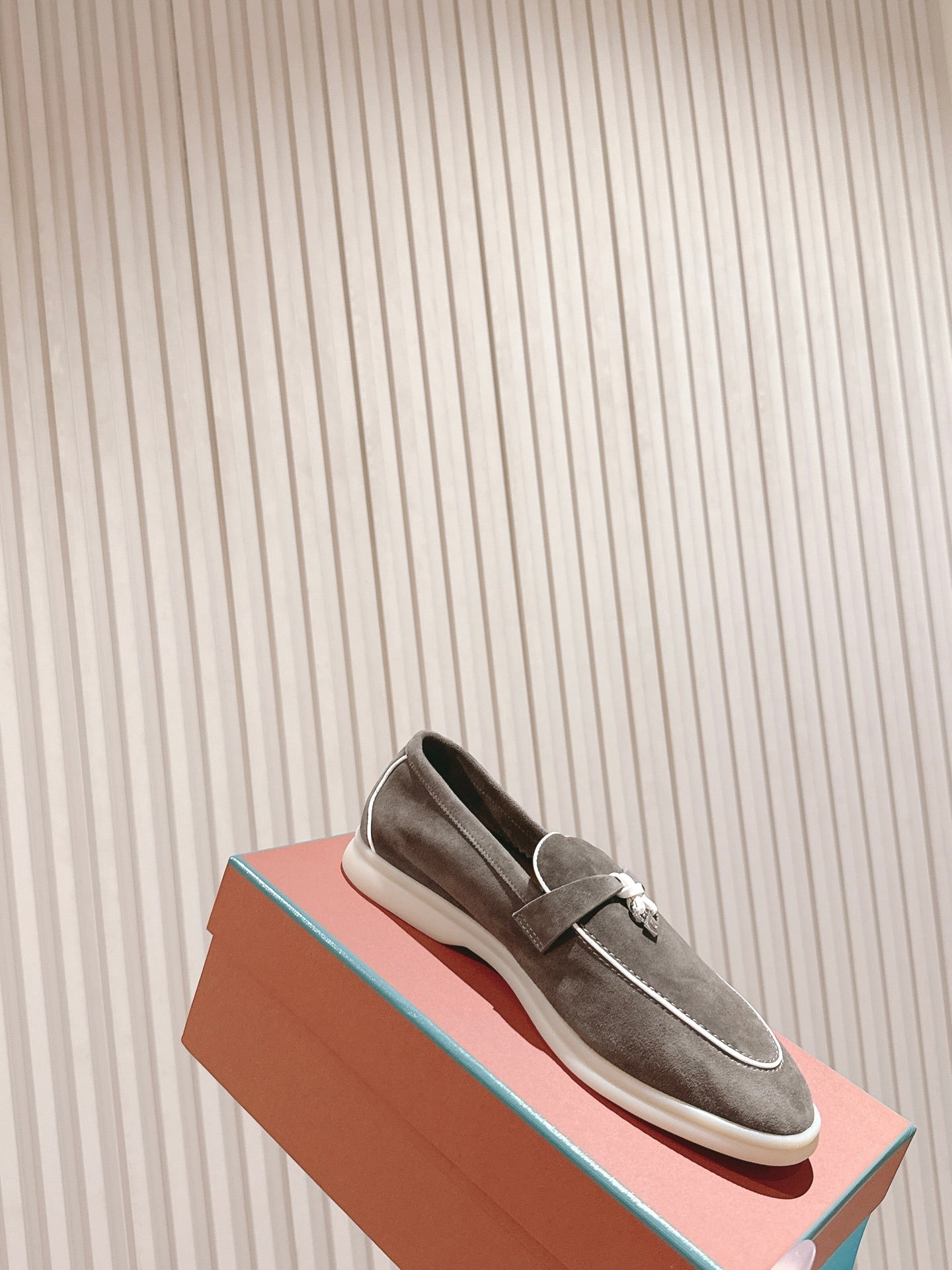 LP LOAFERS 25S IN ASH BROWN SUEDE WITH SILVER HARDWARE - 35