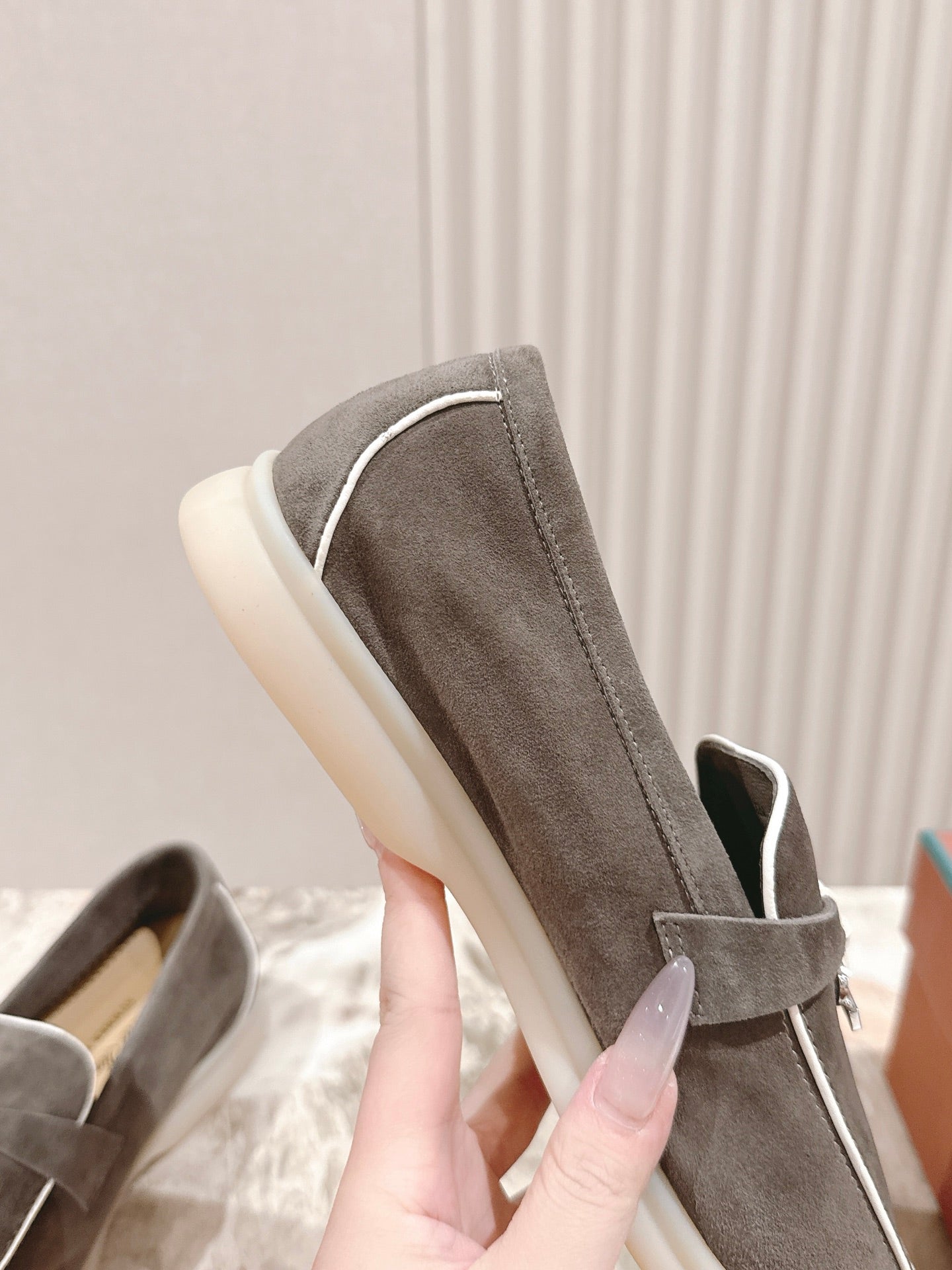 LP LOAFERS 25S IN ASH BROWN SUEDE WITH SILVER HARDWARE - 35
