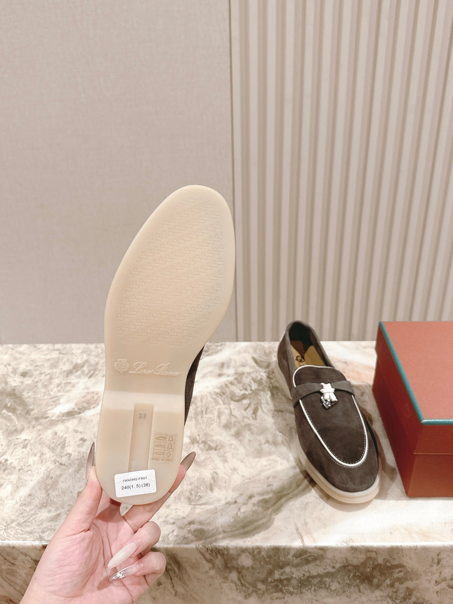 LP LOAFERS 25S IN ASH BROWN SUEDE WITH SILVER HARDWARE - 35