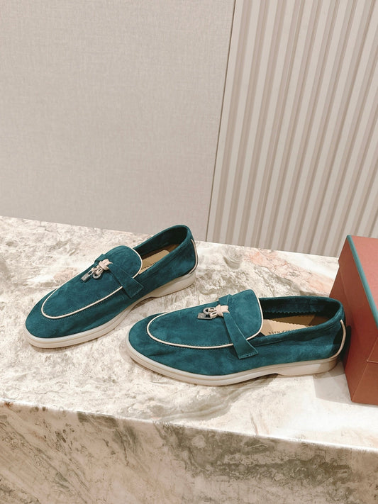 Лофери LP 25S ІЗ ЗАМШІ В КОЛЬОРІ OCEAN GREEN-BLUE З СРІБНОЮ ФУРНІТУРОЮ - 35