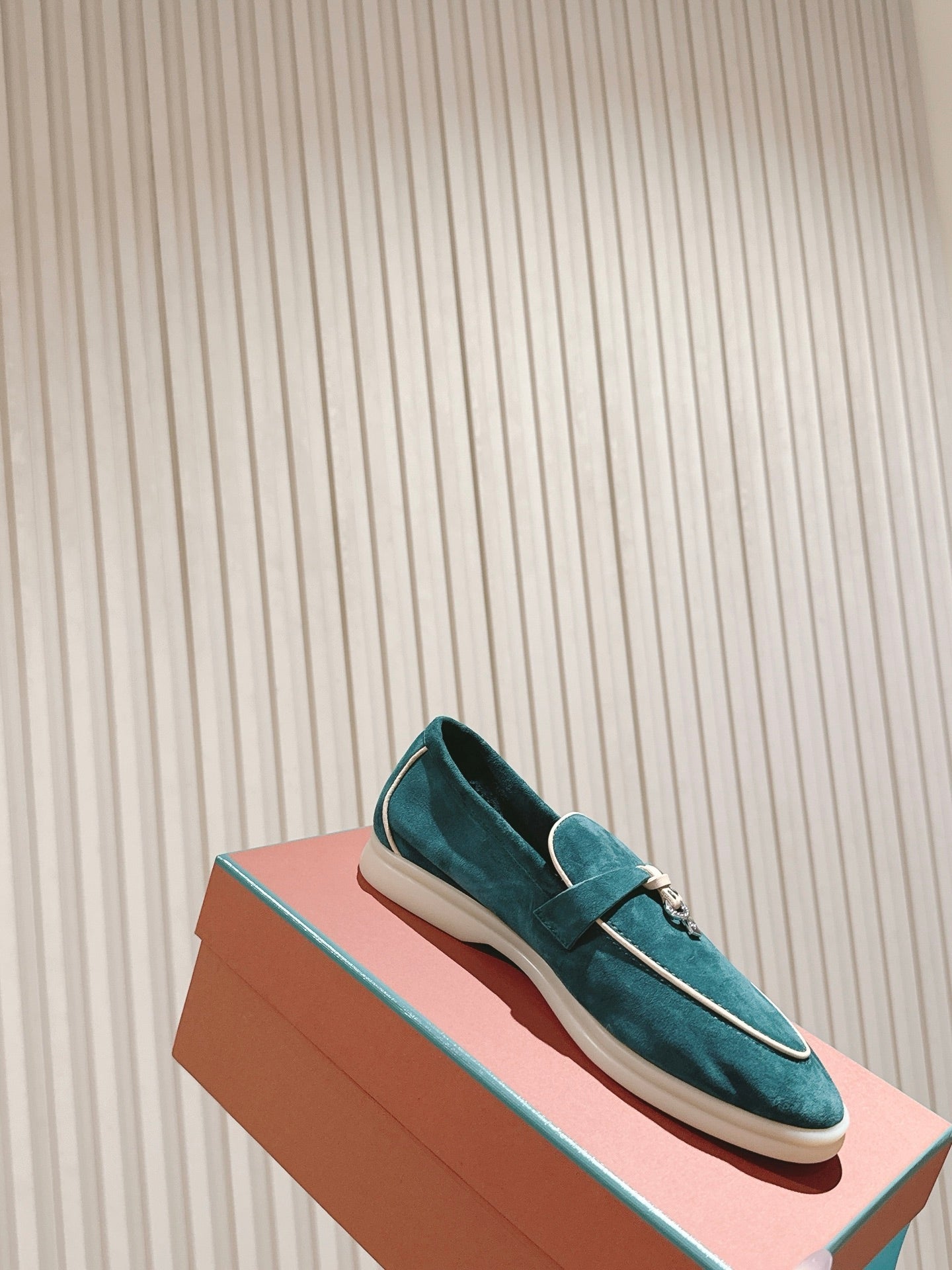 LP LOAFERS 25S IN OCEAN GREEN-BLUE SUEDE WITH SILVER HARDWARE - 35